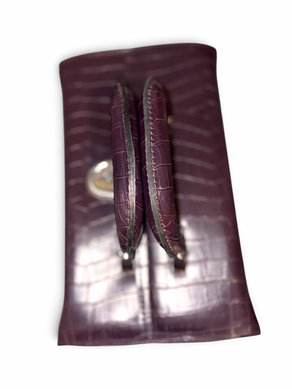 Vintage Bobbi Brown Faux Croc Cosmetic Train Case - Burgundy / Plum - Picture 4 of 8